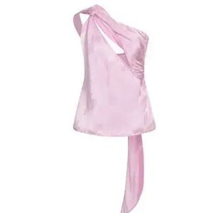 The Attico Pink One-Shoulder Top $795